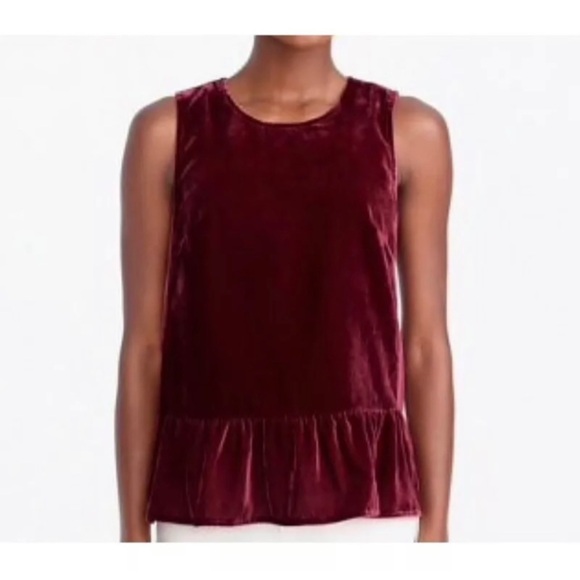 NEW JCREW Red Velvet Peplum Tank - Picture 1 of 2